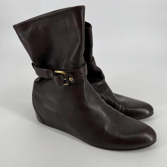 Stuart Weitzman boots womens 8 brown soft leather designer minimalist wedge - Picture 2 of 7